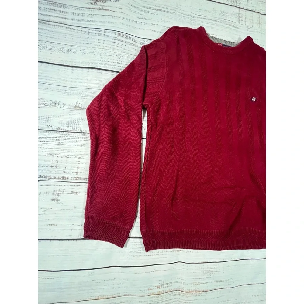 Vintage Chaps Red Sweater Men's XL 100% Cotton Knit Long Sleeve Crew Neck